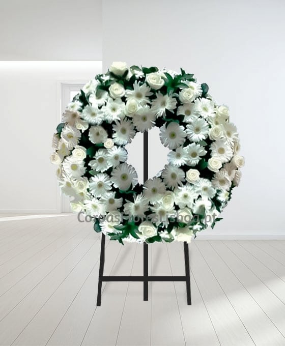 Coroa de flores branca em Lisboa